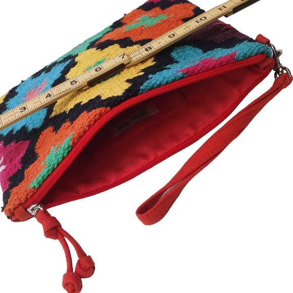 Grace & Lace Western Aztec Rug Tapestry Wristlet Clutch 11x9 Zipper - Picture 3 of 9